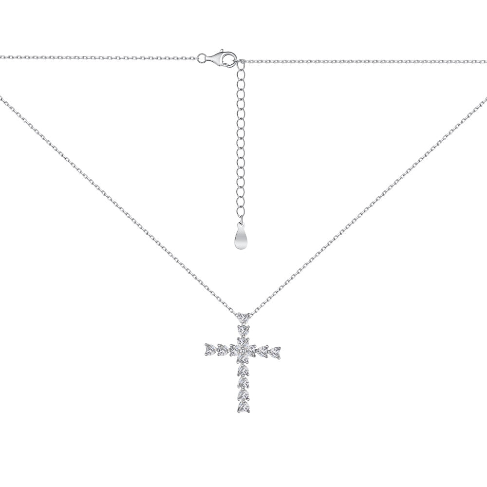 An image of a silver Amira cross necklace