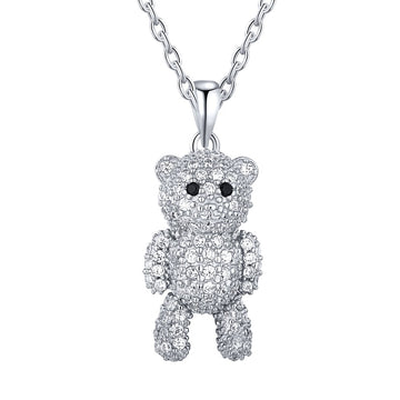 Image of a silver crystal gummie bear necklace