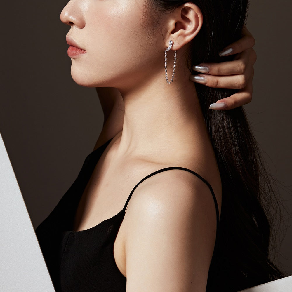 An image of one wearing Shaina Drop earrings